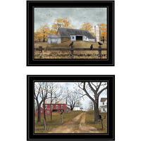 Set Of Two Country Roads 2 Black Framed Print Wall Art