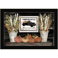 Rustic Pumpkin Patch Still Life 1 Black Framed Print Wall Art