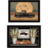 Set Of Two Harvest Moon 3 Black Framed Print Wall Art