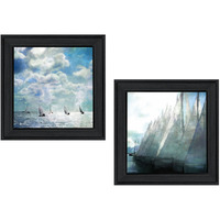 Set Of Two Sailboat Marina 3 Black Framed Print Wall Art