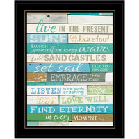 Live In The Present 3 Black Framed Print Wall Art