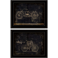 Set Of Two Motor Bike Patent I And Ii 2 Black Framed Print Wall Art