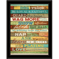 Dog Rules 7 Black Framed Print Wall Art