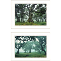 Set Of Two Enchanted Forest 1 White Framed Print Wall Art