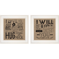 Set Of Two Hugs Or Forever 1 White Framed Print Wall Art