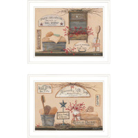 Set Of Two Wash Room 4 White Framed Print Bathroom Wall Art