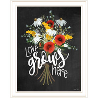 Love Grows Here White Framed Print Wall Art