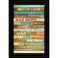 Dog Rules 4 Black Framed Print Wall Art