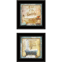 Set Of Two A Bit Of Bubbly 2 Black Framed Print Bathroom Wall Art