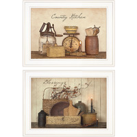 Set Of Two Country Kitchen Blessings White Framed Print Wall Art