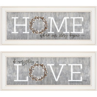 Set Of Two Where Our Story Begins 1 White Framed Print Wall Art