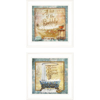 Set Of Two A Bit Of Bubbly 1 White Framed Print Bathroom Wall Art