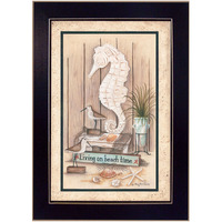 Living On Beach Time Black Framed Print Wall Art
