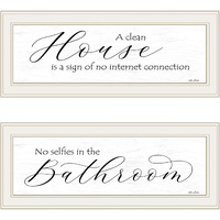 Set Of Two Household Humor 1 White Framed Print Wall Art