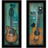 Set Of Two Tune My Heart And I Will Sing 2 Black Framed Print Wall Art