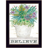 Believe Colorful Succulents Black Framed Print Wall Art