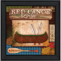 Red Canoe Lodge 2 Black Framed Print Wall Art