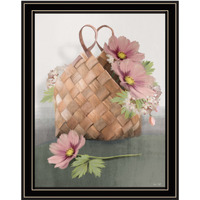 Farmhouse Daisy Basket 1 Black Framed Print Wall Art