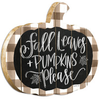 Fall Leaves And Pumpkins Please Unframed Print Wall Art