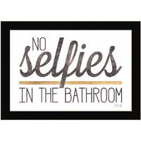 No Selfies In The Bathroom 4 Black Framed Print Wall Art