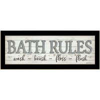 Bath Rules 3 Black Framed Print Wall Art