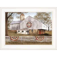 American Star Quilt Block Barn 1 White Framed Print Wall Art