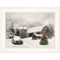 Farmhouse Christmas 1 White Framed Print Wall Art