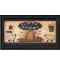 Primitive And Antiques Shelves Black Framed Print Wall Art