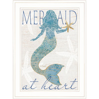 Mermaid At Heart 1 White Framed Print Wall Art