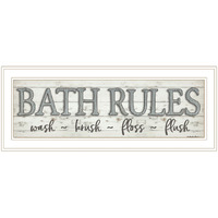 Bath Rules 1 White Framed Print Wall Art