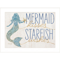 Mermaid Kisses Starfish Wishes 1 White Framed Print Wall Art