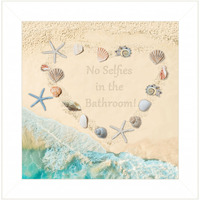 No Selfies In The Bathroom Sea 1 White Framed Print Wall Art