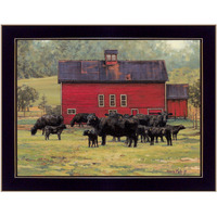 By The Red Barn Black Framed Print Wall Art