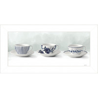 Cups & Saucers 1 White Framed Print Wall Art
