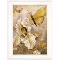 Flowers & Butterflies I 2 White Framed Print Wall Art