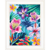 Tropical Flowers 2 White Framed Print Wall Art