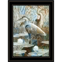 Marsh Herons Ii 2 Black Framed Print Wall Art