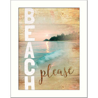 Beach Please 3 White Framed Print Wall Art