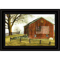 Flag Barn 3 Black Framed Print Wall Art