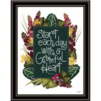Grateful Heart 1 Black Framed Print Wall Art