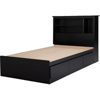South Shore Gramercy Storage Bed And Bookcase Headboard Set  Twin  Pure Black