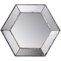 18"" Hexagon Wall Mounted Vintage Style Glass Frame Accent Mirror