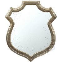 24"" Distressed Metallic Crest Shape Wall Mounted Accent Mirror Framed