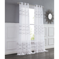 Set Of Two 96""  White Wave Embroidered Window Panels