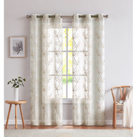 Set Of Two 84""  Beige Boho Embroidered Window Panels