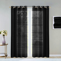 Set Of Two 84""  Black Solid Modern Window Panels