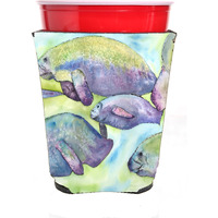 Manatee  Red Solo Cup Beverage Insulator Hugger