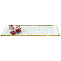 18 Mouth Blown Rectangular Edge Gold Leaf Serving Platter Or Tray