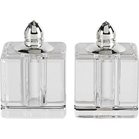 Handcrafted Optical Crystal And Silver Square Size Salt And Pepper Shakers