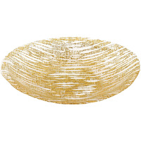9 Hand Crafted Glass Oval Gold Salad Or Centerpiece Bowl